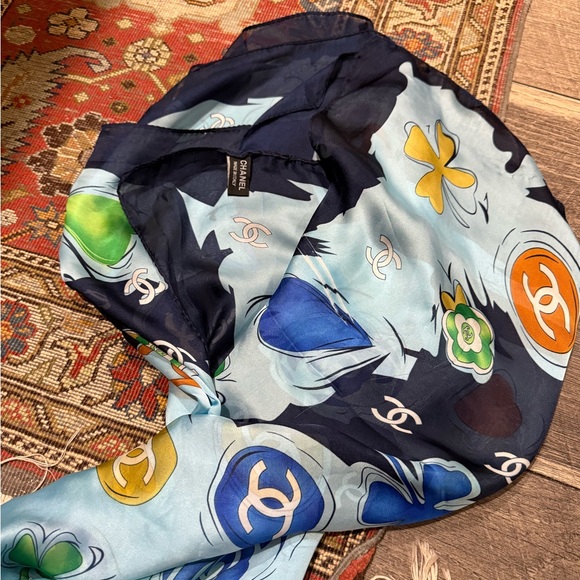 Vintage Chanel Silk Shawl Scarf - Picture 2 of 5